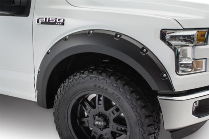 Black Pocket/Rivet Style Smooth Finish 4-Piece Fender Flare Set For 2015-2017 Ford F150 (Excludes Models W/Tech Package) Bushwacker-3