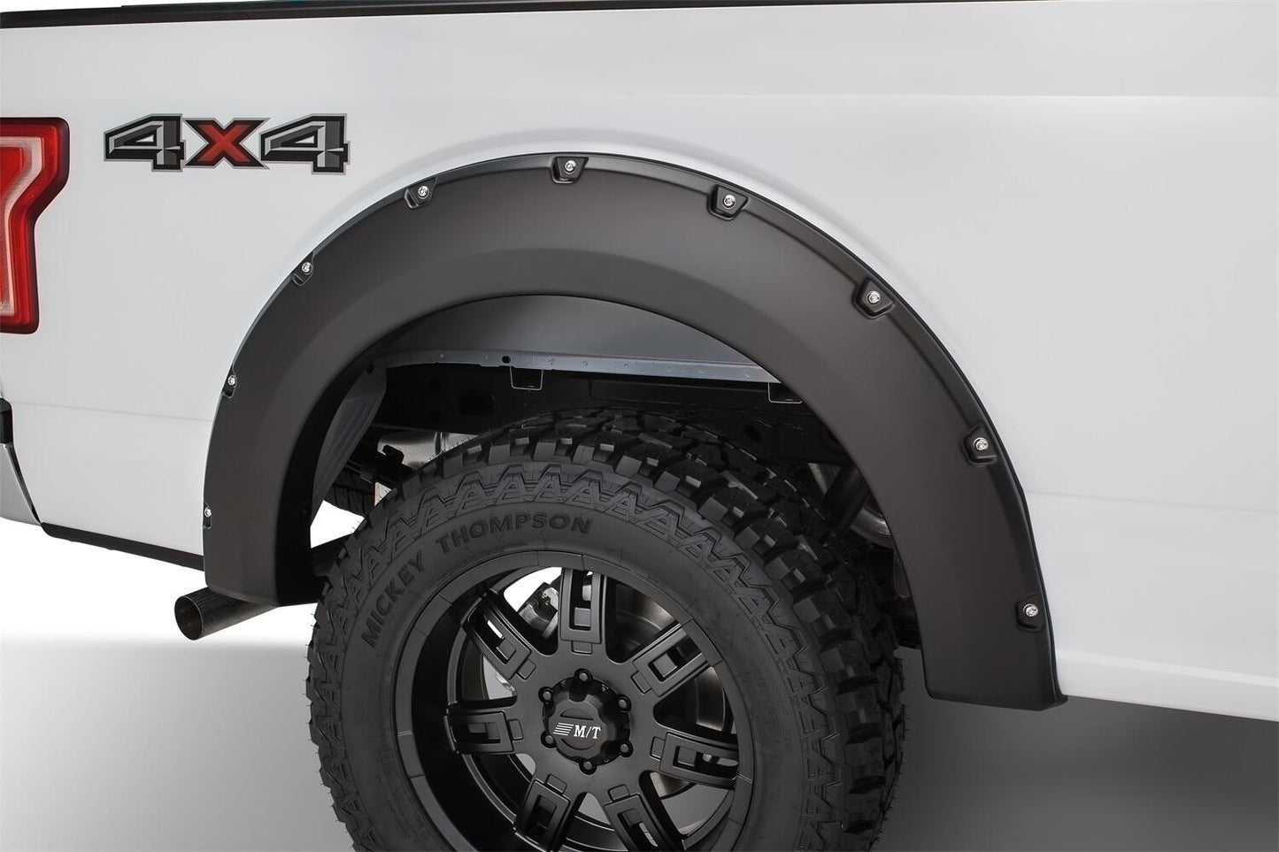 Black Pocket/Rivet Style Smooth Finish 4-Piece Fender Flare Set For 2015-2017 Ford F150 (Excludes Models W/Tech Package) Bushwacker-4