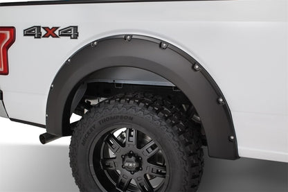Black Pocket/Rivet Style Smooth Finish 4-Piece Fender Flare Set For 2015-2017 Ford F150 (Excludes Models W/Tech Package) Bushwacker-4