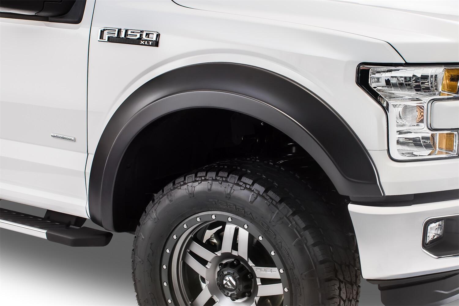 Black Extendafender Style Smooth Finish 4-Piece Fender Flare Set For 2015-2017 Ford F150 (Excludes Models W/Tech Package) Bushwacker-1