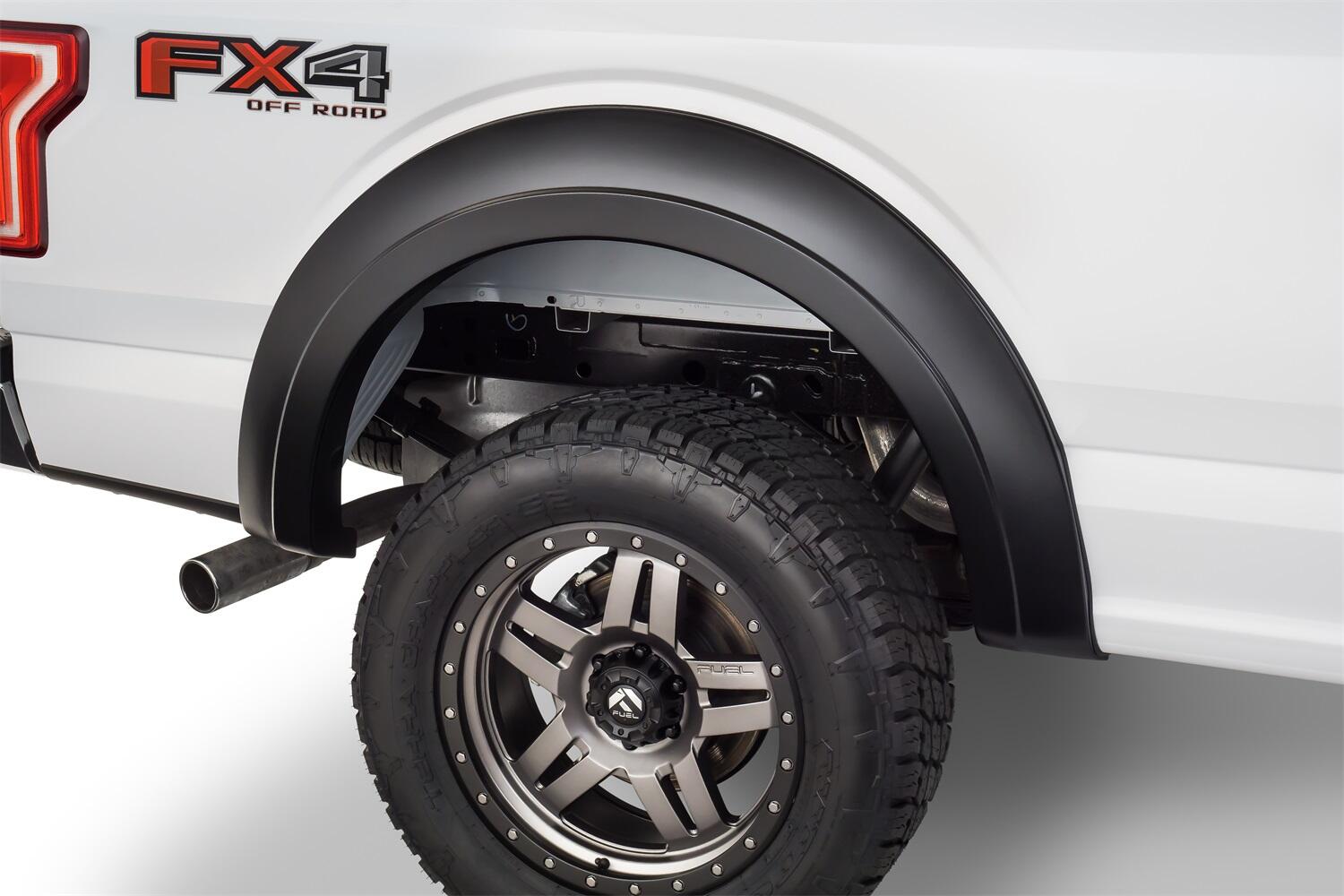 Black Extendafender Style Smooth Finish 4-Piece Fender Flare Set For 2015-2017 Ford F150 (Excludes Models W/Tech Package) Bushwacker-2