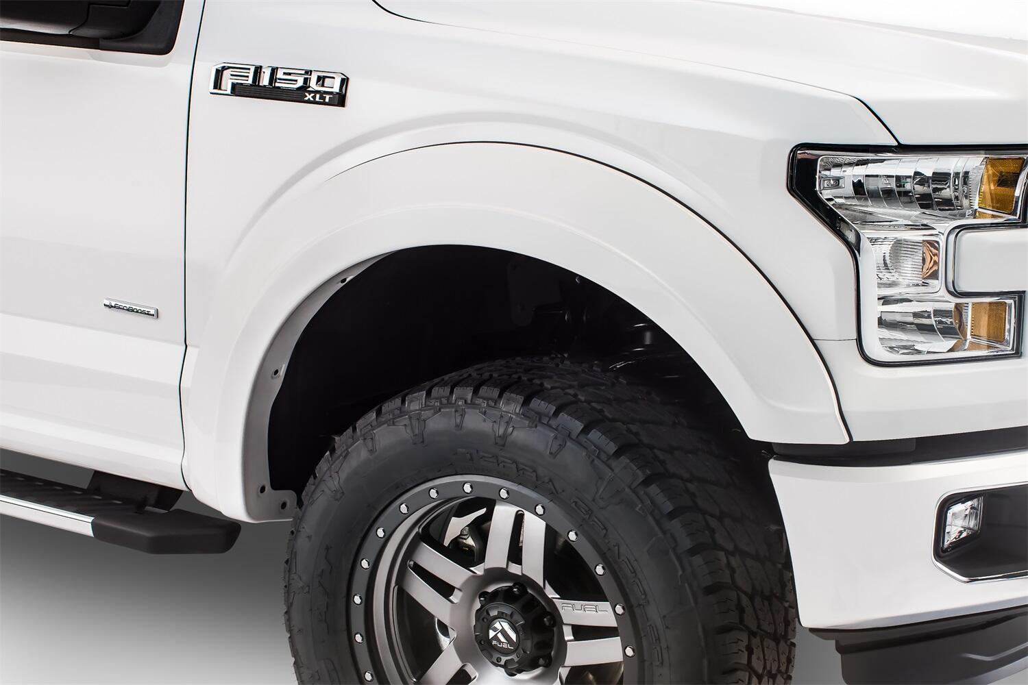 Black Extendafender Style Smooth Finish 4-Piece Fender Flare Set For 2015-2017 Ford F150 (Excludes Models W/Tech Package) Bushwacker-3