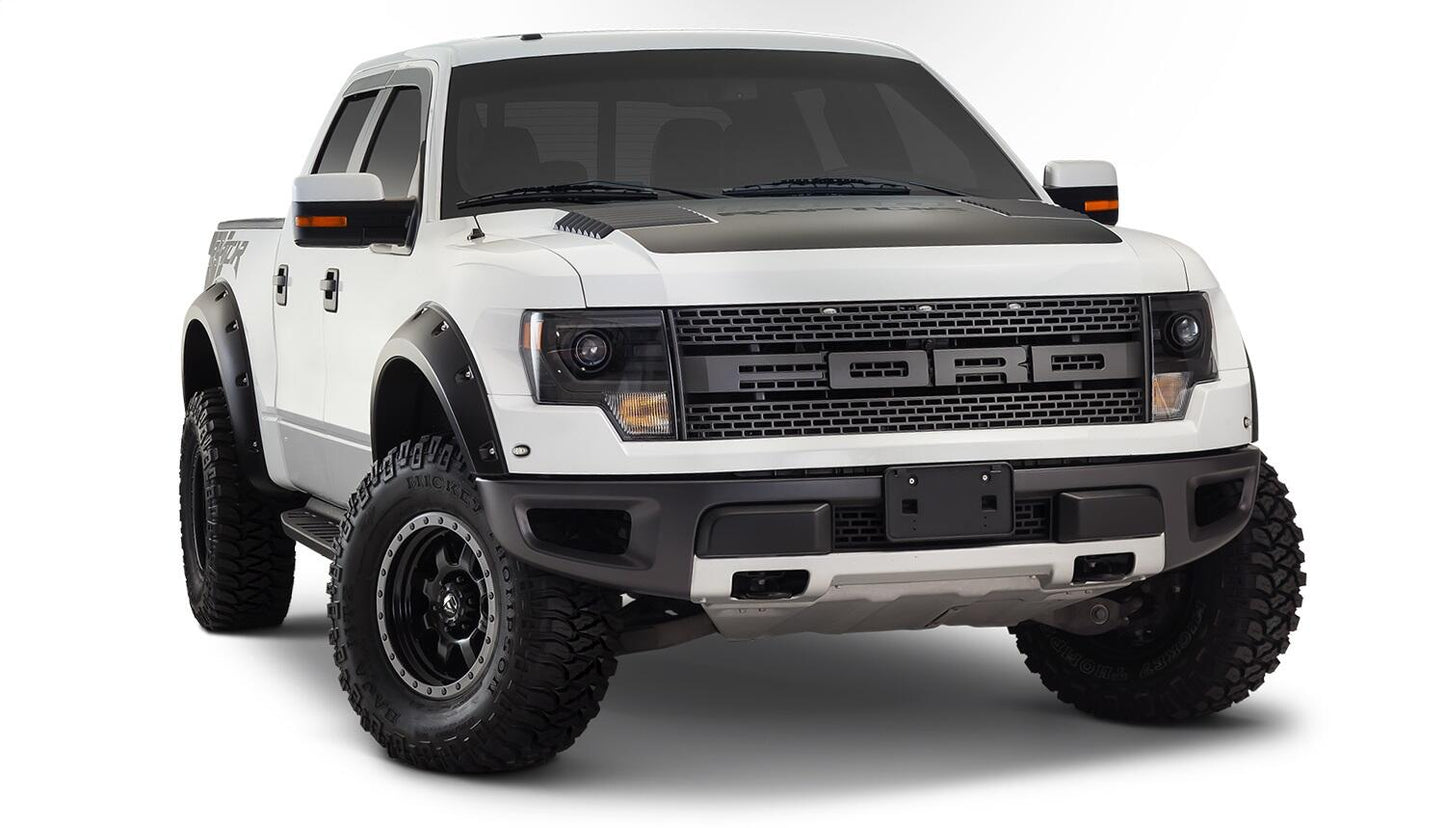 Black Pocket/Rivet Style Smooth Finish 4-Piece Fender Flare Set For 2010-2014 Ford Raptor Bushwacker-3