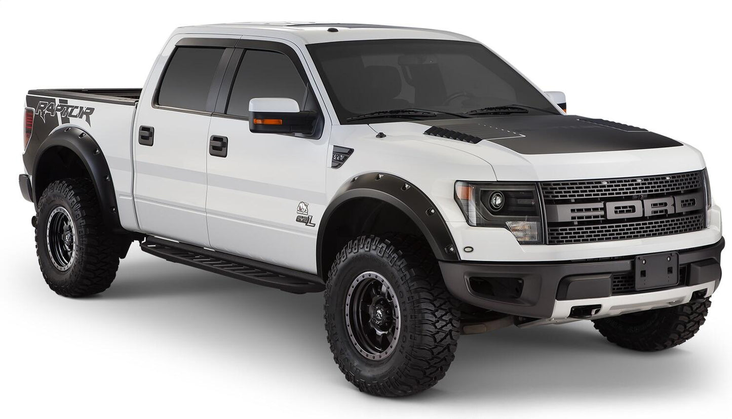 Black Pocket/Rivet Style Smooth Finish 4-Piece Fender Flare Set For 2010-2014 Ford Raptor Bushwacker-4