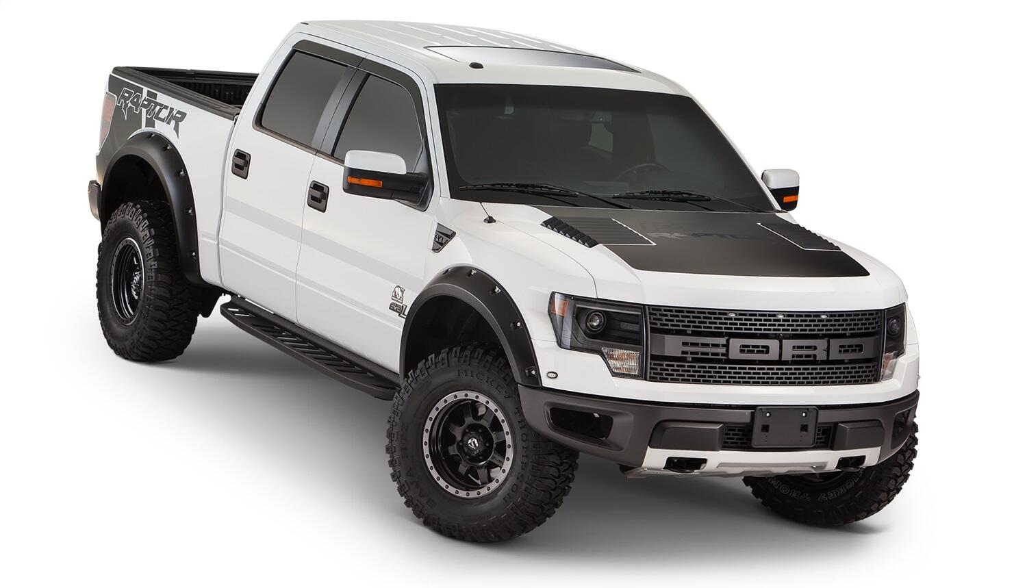 Black Pocket/Rivet Style Smooth Finish 4-Piece Fender Flare Set For 2010-2014 Ford Raptor Bushwacker-5