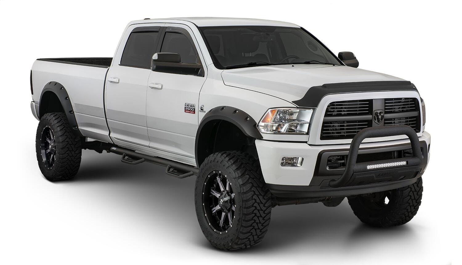 Black Max Coverage Pocket/Rivet Style Smooth Finish 4-Piece Fender Flare Set For 2015-2017 Ford F150 (Excludes Models With Tech Package) Bushwacker-1