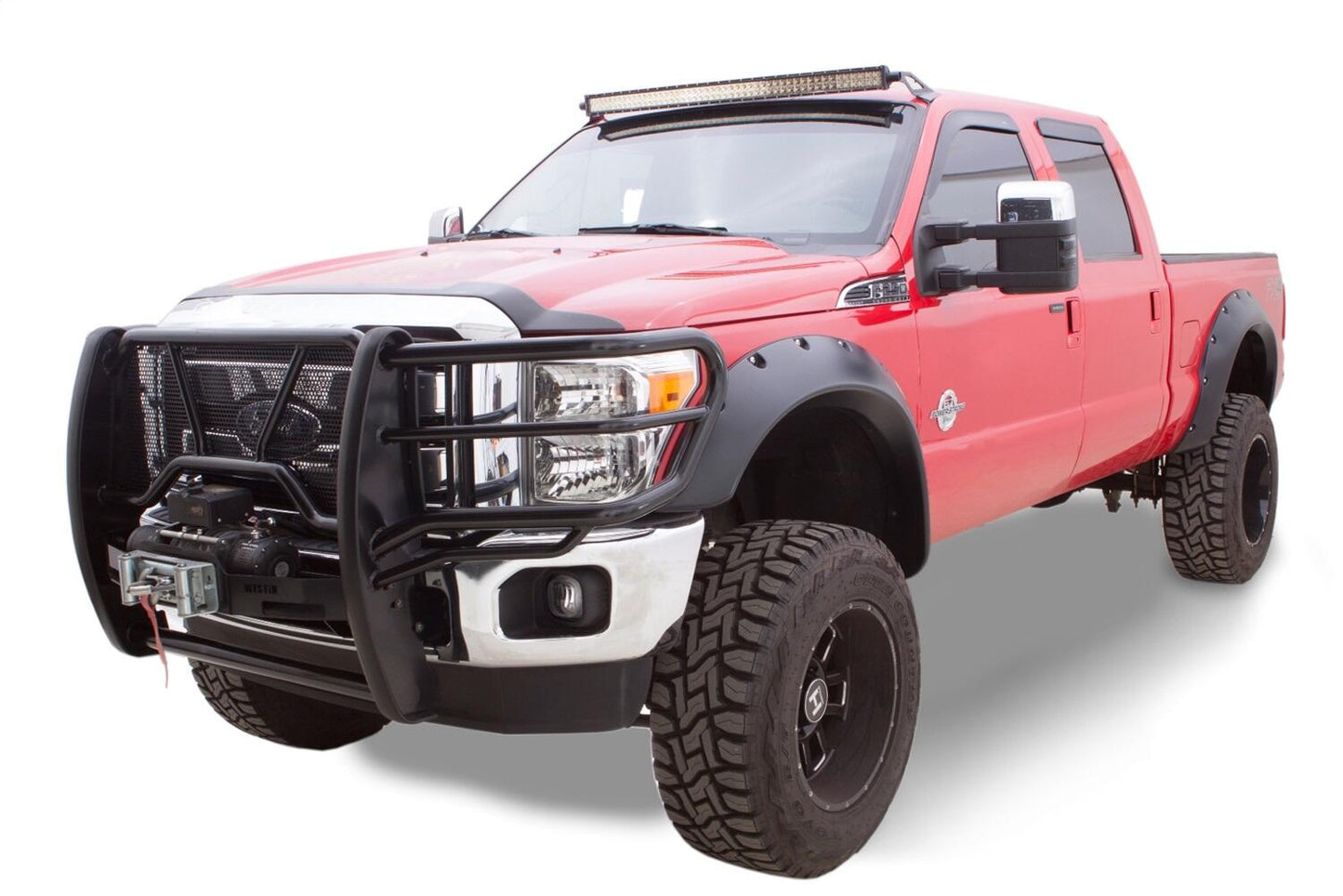 Black Cutout Style Smooth Finish 4-Piece Fender Flare Set For 2011-2016 Ford F250 To F-450 Super Duty Bushwacker