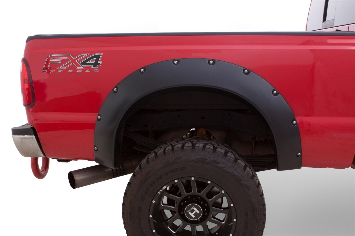 Black Cutout Style Smooth Finish 4-Piece Fender Flare Set For 2011-2016 Ford F250 To F-450 Super Duty Bushwacker-2