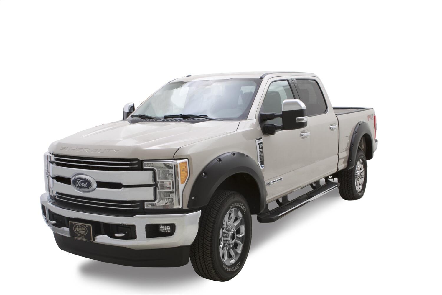 Black Pocket/Rivet Style Smooth Finish 4-Piece Fender Flare Set For 2017-2022 Ford F250/F350 Super Duty W/81.8 Inch Bed Bushwacker