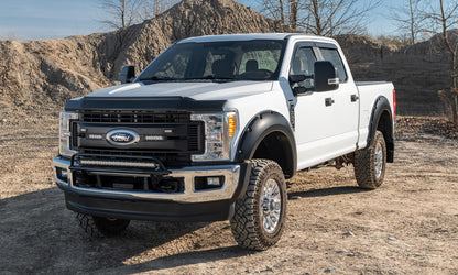 Black Pocket/Rivet Style Smooth Finish 4-Piece Fender Flare Set For 2017-2022 Ford F250/F350 Super Duty W/81.8 Inch Bed Bushwacker-2