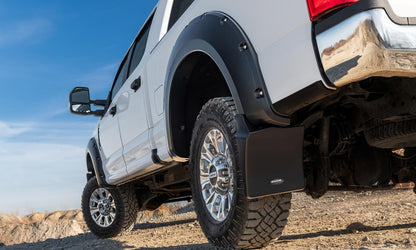 Black Pocket/Rivet Style Smooth Finish 4-Piece Fender Flare Set For 2017-2022 Ford F250/F350 Super Duty W/81.8 Inch Bed Bushwacker-3