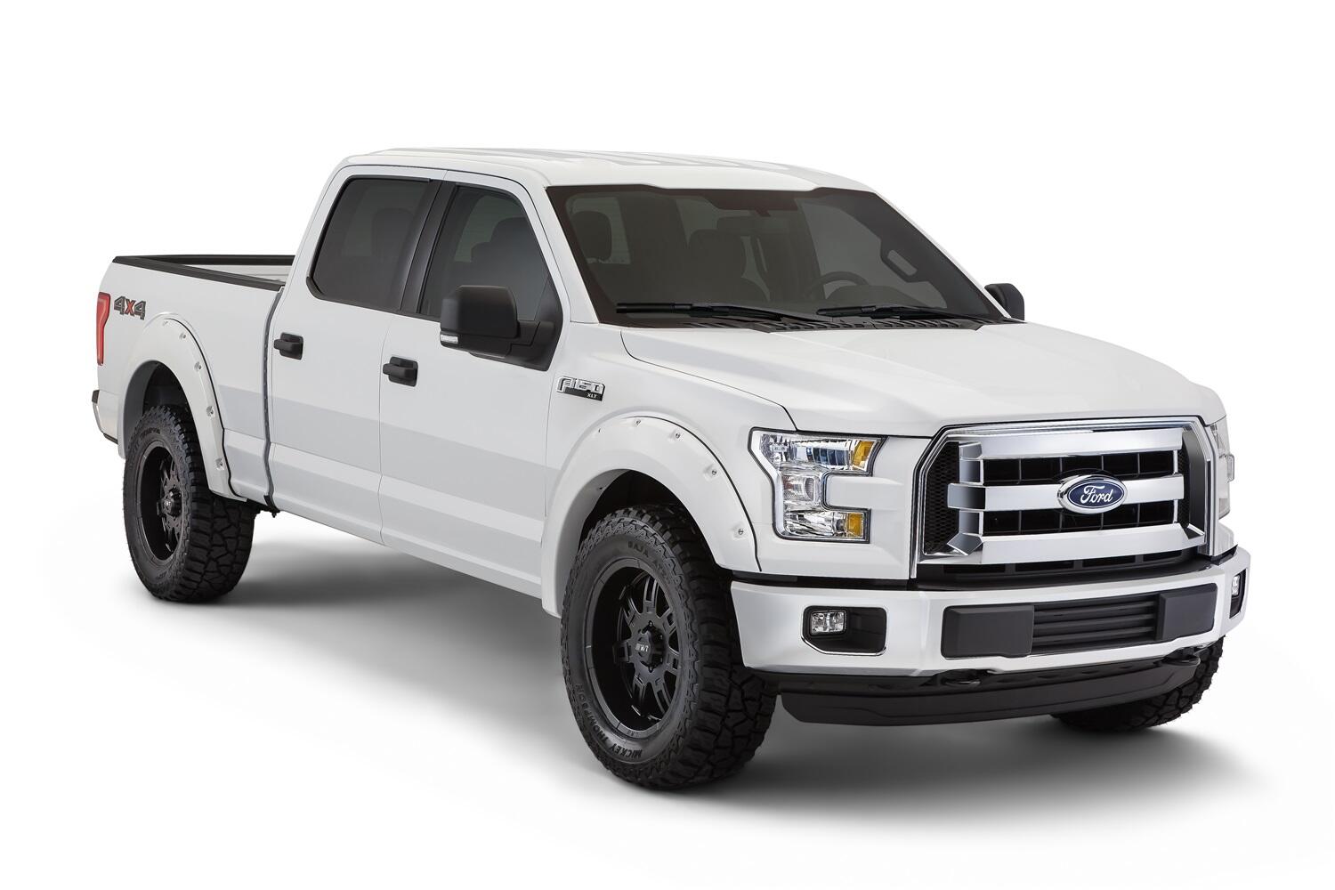 Pocket/Rivet Style Color Matched Oxford White 4-Piece Fender Flare Set For 2017-2022 Ford F250/F350 Super Duty Bushwacker