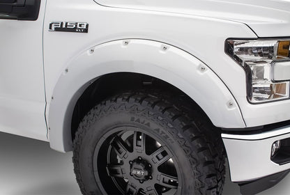 Pocket/Rivet Style Color Matched Oxford White 4-Piece Fender Flare Set For 2017-2022 Ford F250/F350 Super Duty Bushwacker-2
