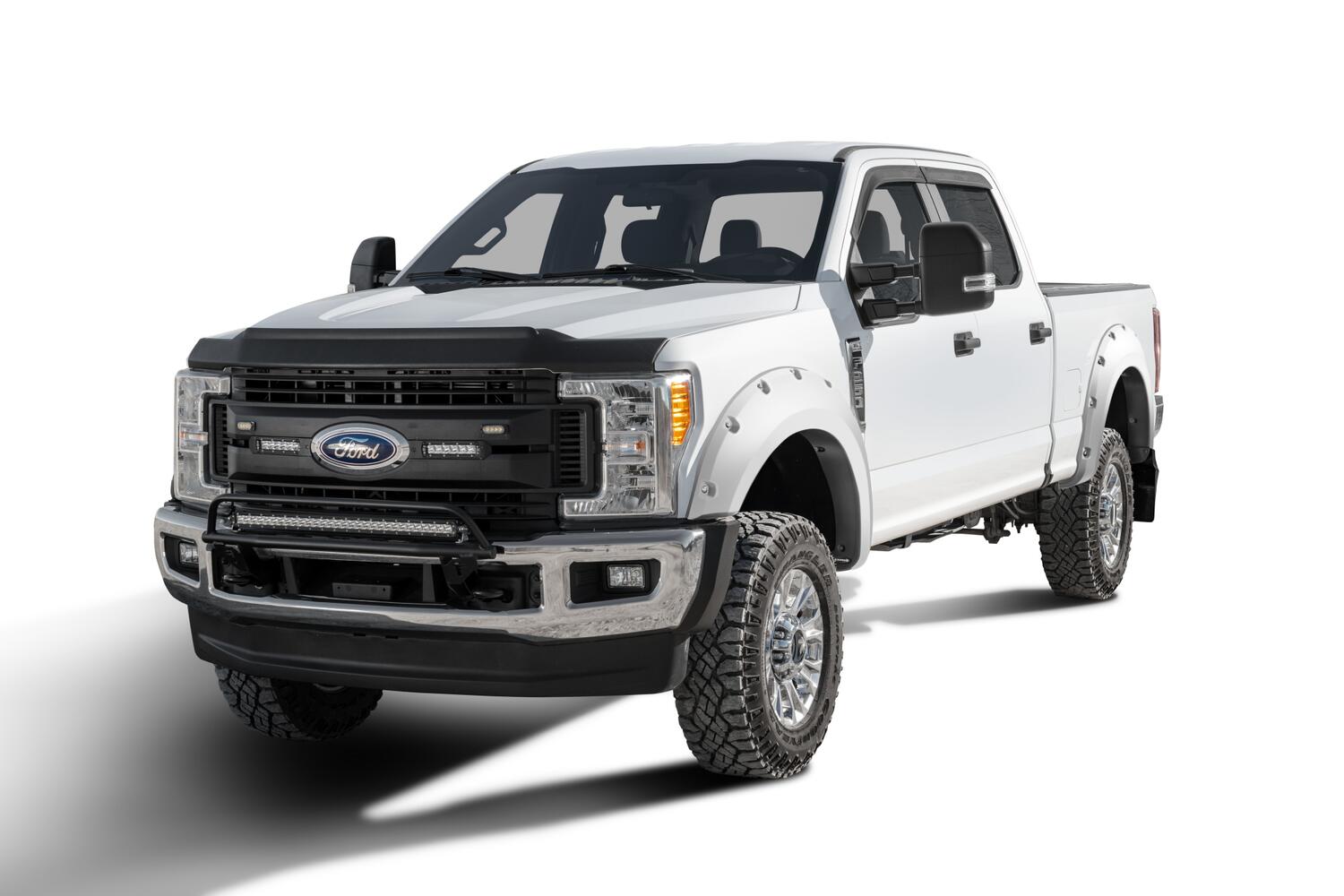Pocket/Rivet Style Color Matched Oxford White 4-Piece Fender Flare Set For 2017-2022 Ford F250/F350 Super Duty Bushwacker-3