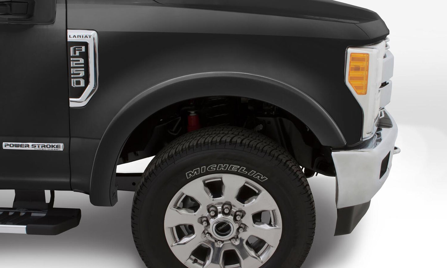 Black OE Style Smooth Finish 4-Piece Fender Flare Set For 2017-2022 Ford F250 Super Duty 2017-2022 F350 Super Duty W/98 Inch Bed Bushwacker-1