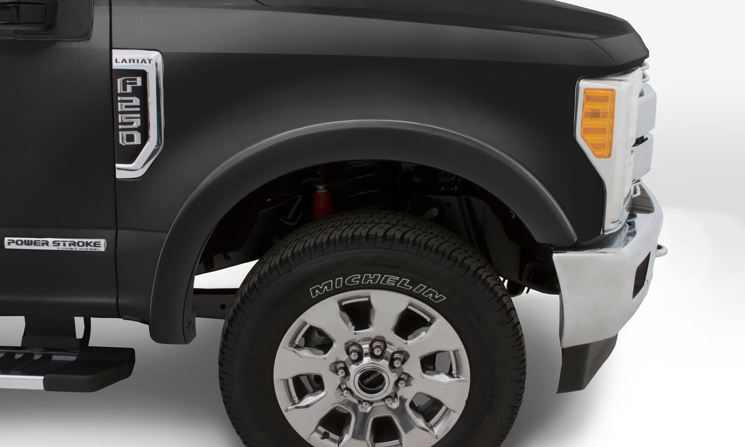 Black OE Style Smooth Finish 4-Piece Fender Flare Set For 2017-2022 Ford F250 Super Duty 2017-2022 F350 Super Duty W/98 Inch Bed Bushwacker-1