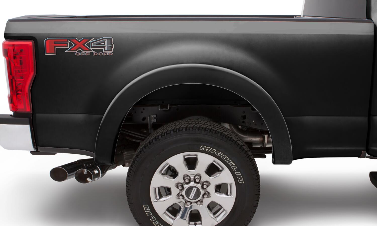 Black OE Style Smooth Finish 4-Piece Fender Flare Set For 2017-2022 Ford F250 Super Duty 2017-2022 F350 Super Duty W/98 Inch Bed Bushwacker-2