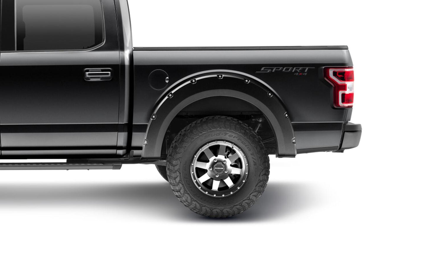 Pocket/Rivet Style Color Matched Agate Black Met 4-Piece Fender Flare Set For 2018-2020 Ford F150 Bushwacker-2