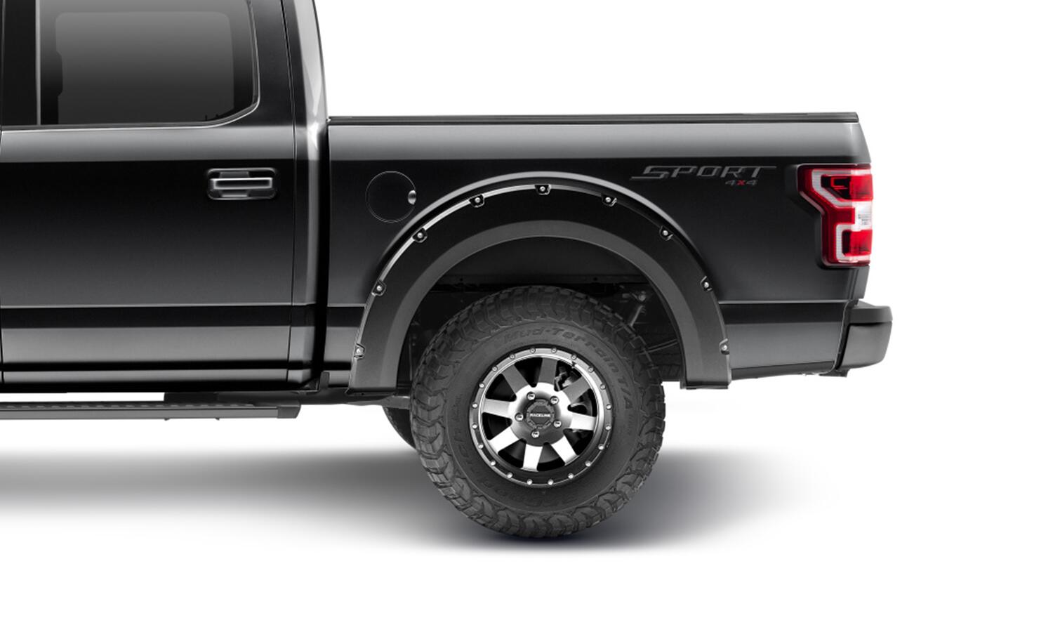 Pocket/Rivet Style Color Matched Agate Black Met 4-Piece Fender Flare Set For 2018-2020 Ford F150 Bushwacker-2