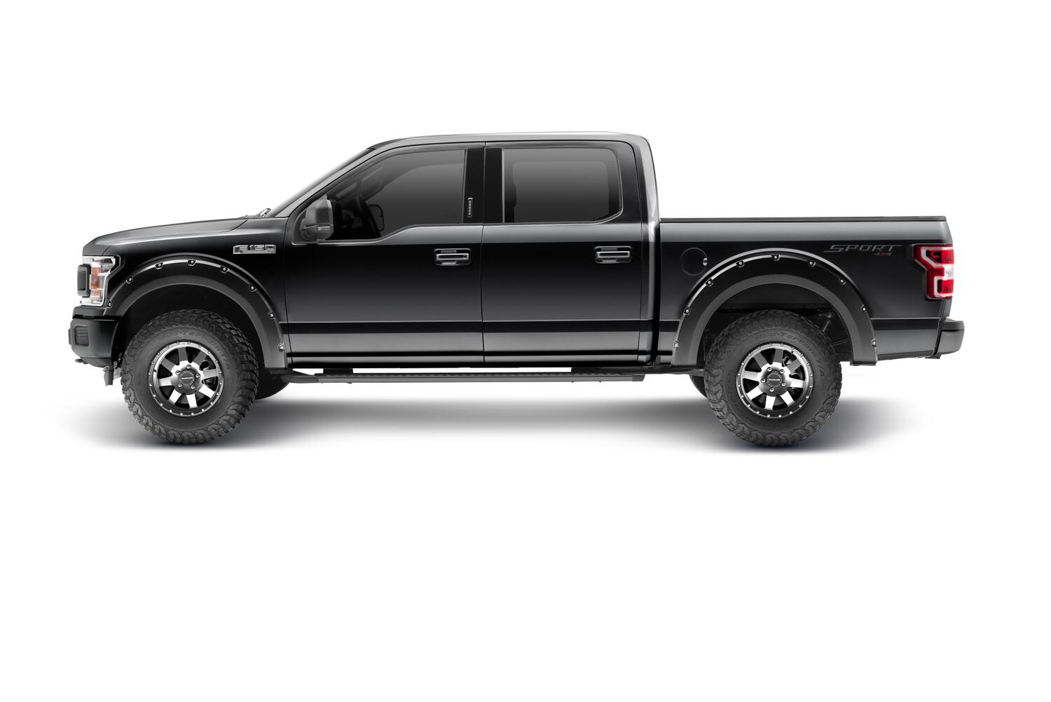 Pocket/Rivet Style Color Matched Agate Black Met 4-Piece Fender Flare Set For 2018-2020 Ford F150 Bushwacker-3
