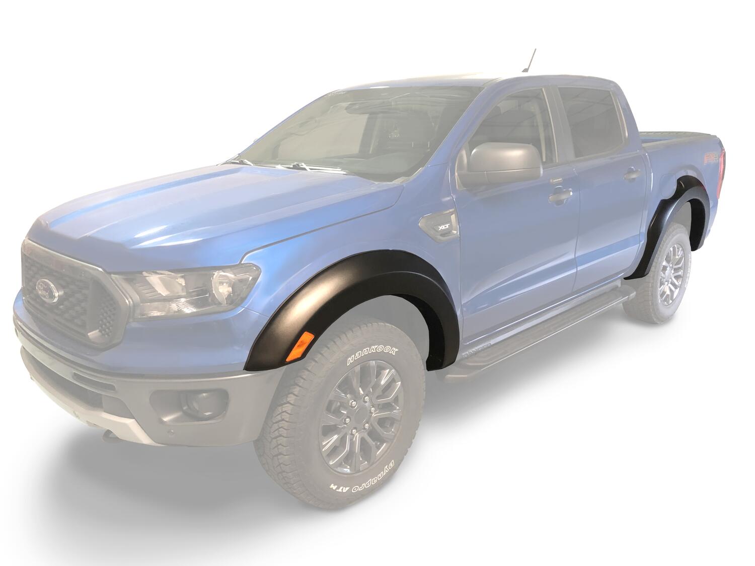 Black Extendafender Style Smooth Finish 4-Piece Fender Flare Set For 2019-2023 Ford Ranger Supercrew Bushwacker-2