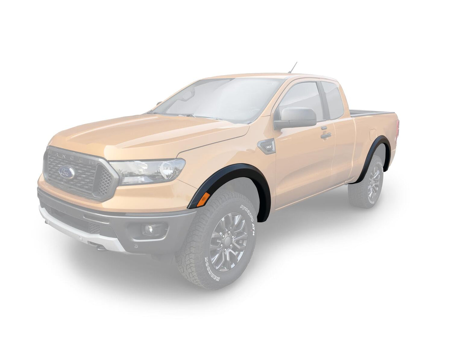 Black OE Style Smooth Finish 4-Piece Fender Flare Set For 2019-2023 Ford Ranger Bushwacker-1