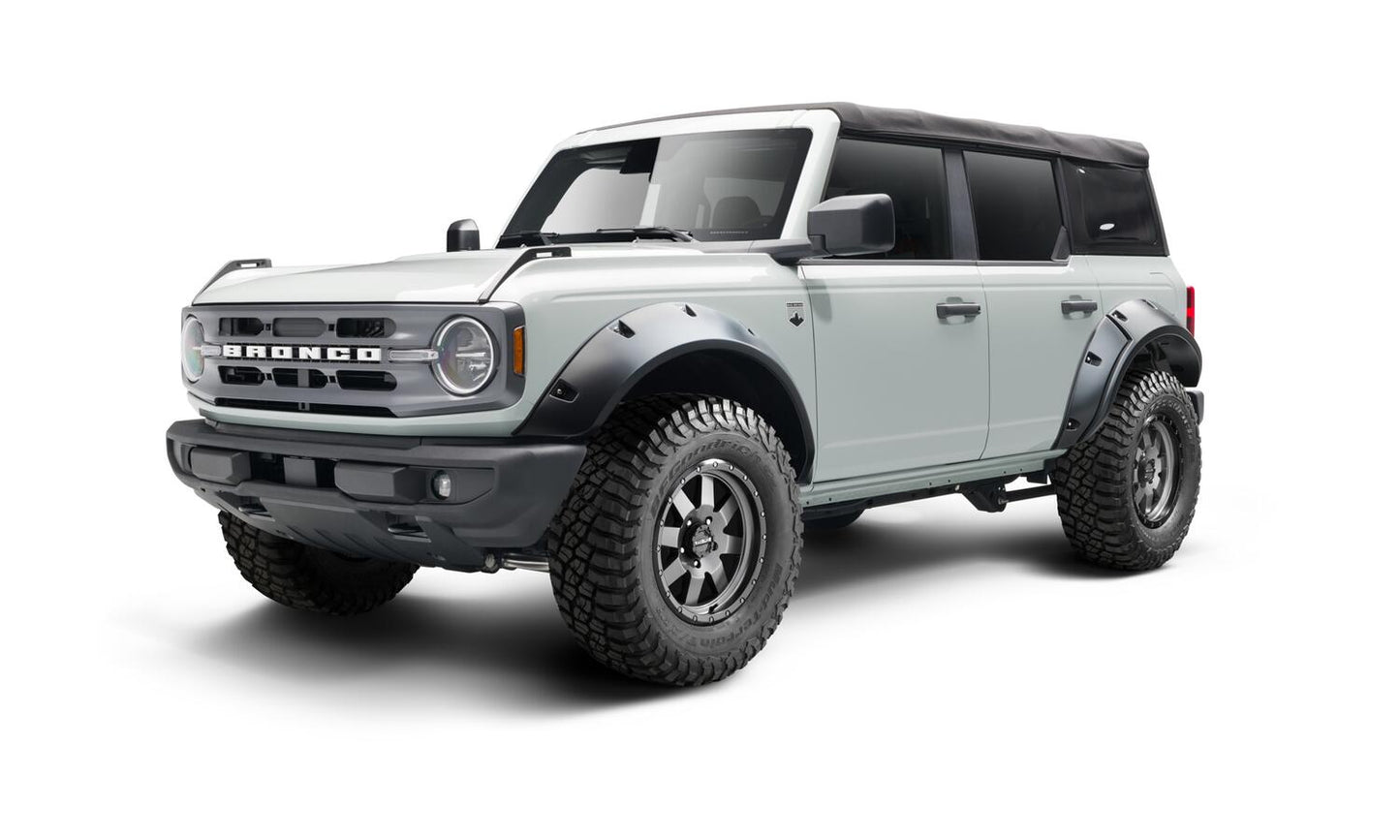 Black Pocket/Rivet Style Textured Finish 4-Piece Fender Flare Set For 2021-2023 Ford Bronco, 4-Dr Bushwacker-11