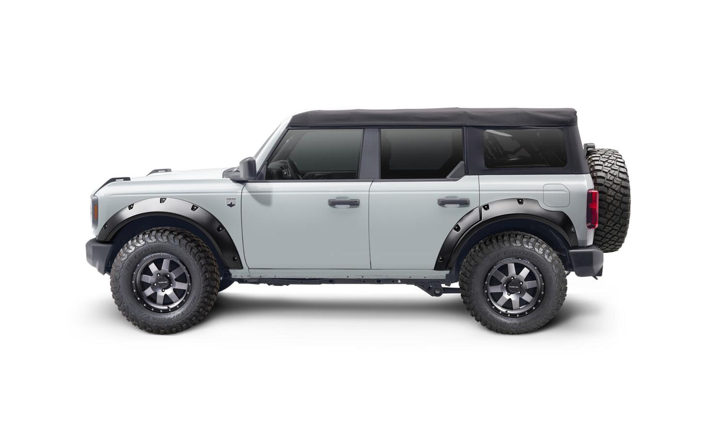 Black Pocket/Rivet Style Textured Finish 4-Piece Fender Flare Set For 2021-2023 Ford Bronco, 4-Dr Bushwacker-15