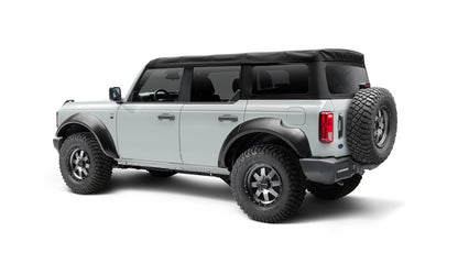 Black Extendafender Style Smooth Finish 4-Piece Fender Flare Set For 2021-2023 Ford Bronco, 4-Dr Bushwacker-1