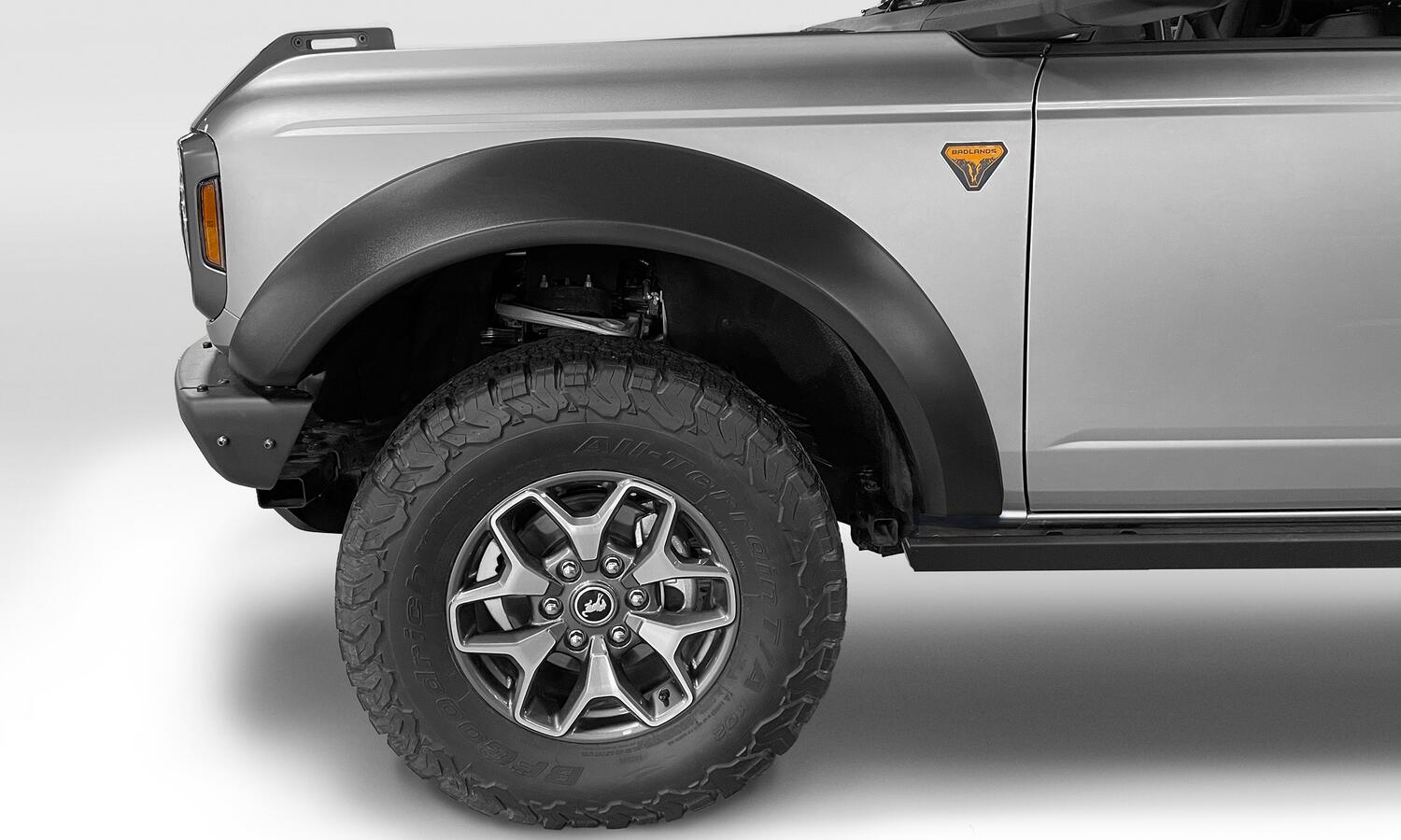 Black Extendafender Style Smooth Finish 4-Piece Fender Flare Set For 2021-2023 Ford Bronco, 4-Dr Bushwacker-2