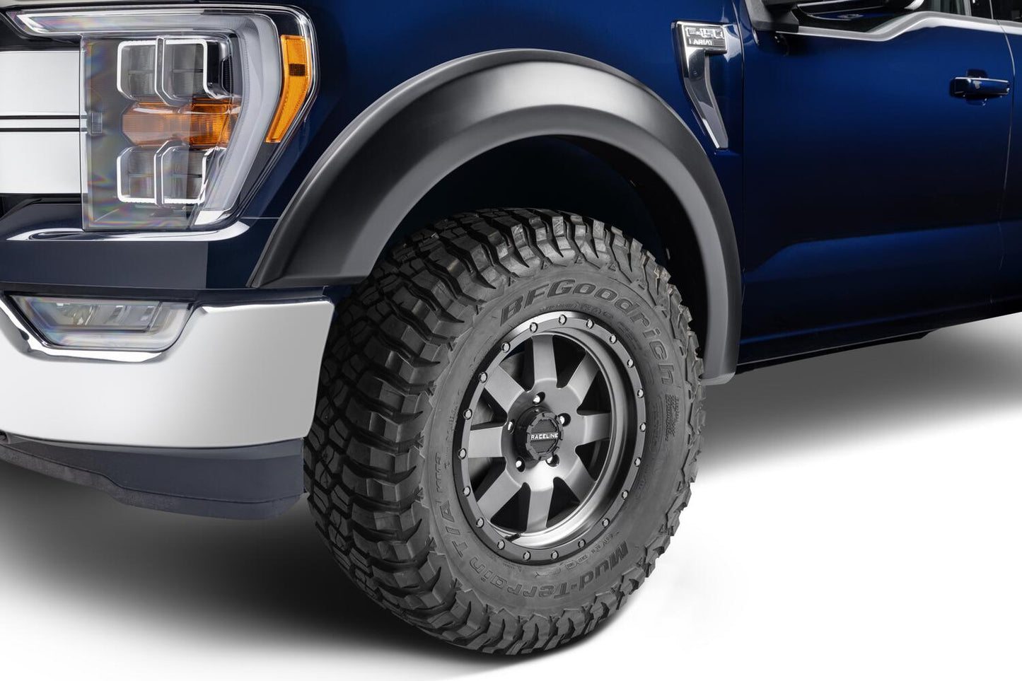 Black Extendafender Style Smooth Finish 4-Piece Fender Flare Set For 2021-2026 Ford F150 Will Not F150 Lightning Bushwacker-1