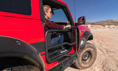 Black Pocket/Rivet Style Smooth Finish Front Fender Flares For 2021-2023 Ford Bronco 2-DR Bushwacker-2