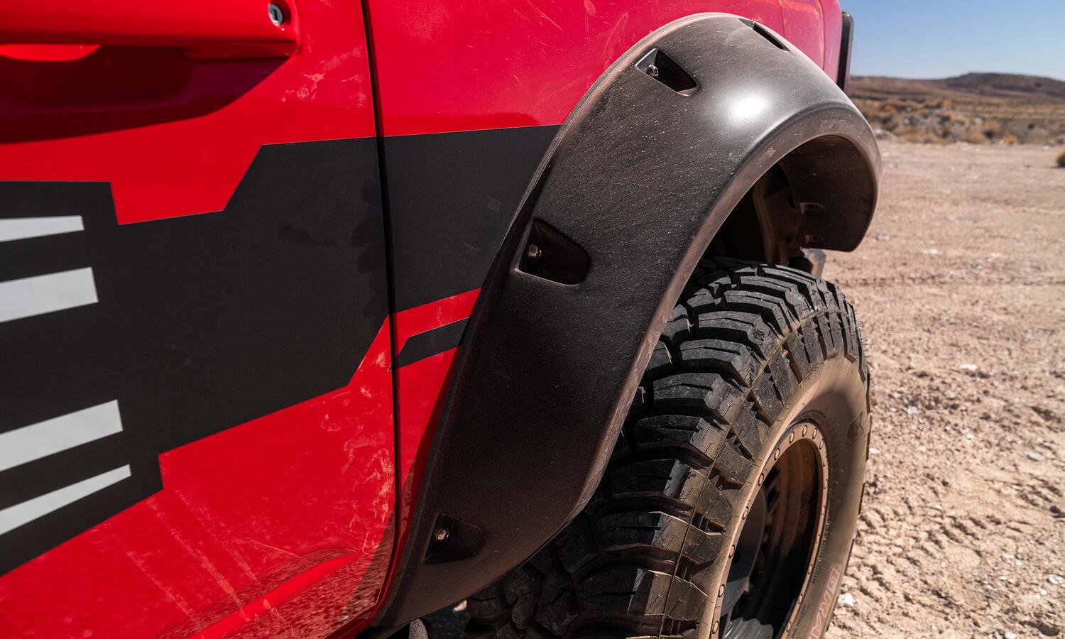 Black Pocket/Rivet Style Smooth Finish Front Fender Flares For 2021-2023 Ford Bronco 2-DR Bushwacker-3