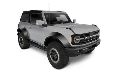 Black Extendafender Style Smooth Finish 4-Piece Fender Flare Set For 2021-2023 Ford Bronco, 2-Dr Bushwacker