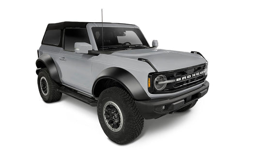 Black Extendafender Style Smooth Finish 4-Piece Fender Flare Set For 2021-2023 Ford Bronco, 2-Dr Bushwacker