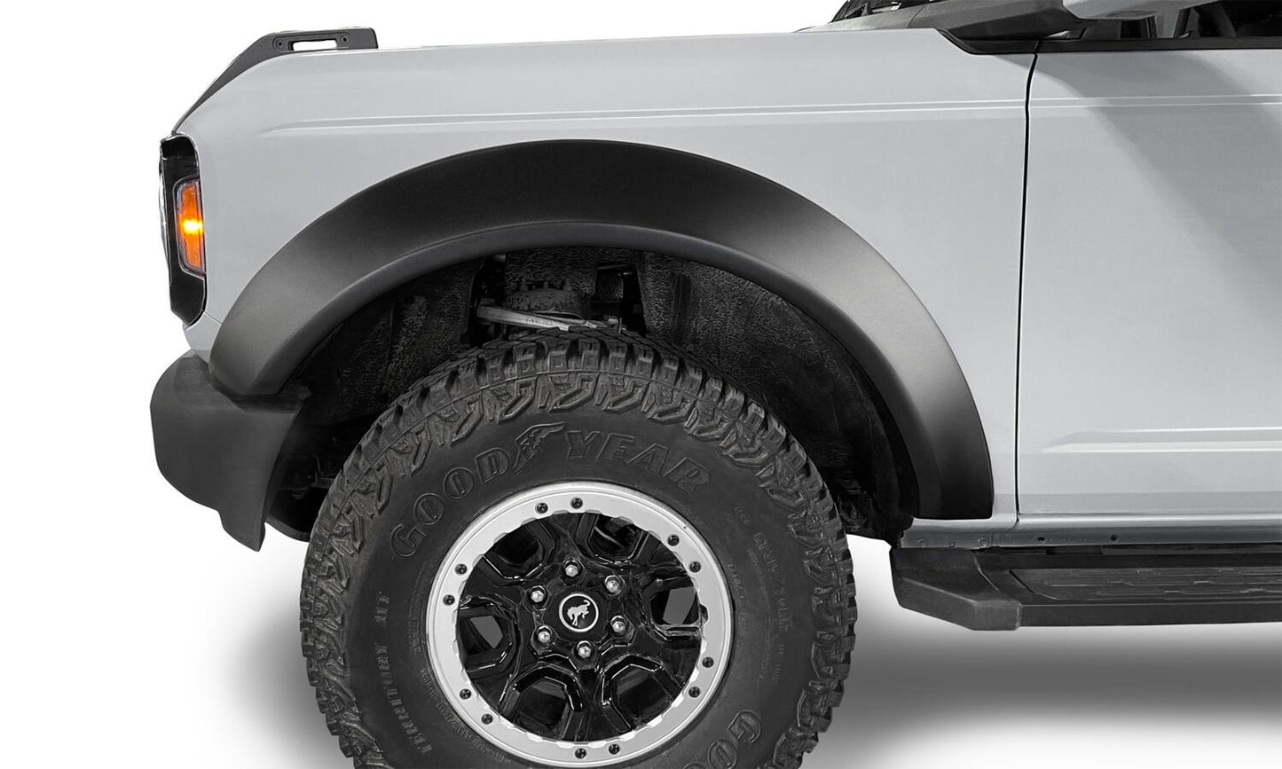 Black Extendafender Style Smooth Finish 4-Piece Fender Flare Set For 2021-2023 Ford Bronco, 2-Dr Bushwacker-1