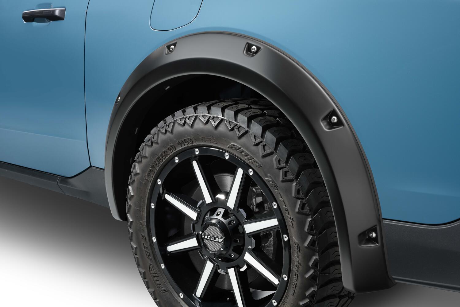 Black Pocket/Rivet Style Textured Finish 4-Piece Fender Flare Set For 22-26 Ford Maverick Bushwacker-2
