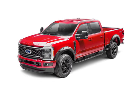 Black Pocket/Rivet Style Smooth Finish 4-Piece Fender Flare Set For 2023-2026 Ford F250/350 Bushwacker-1