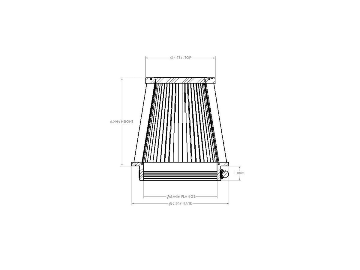 Universal Clamp-On Air Filter w/ D2 Dura-Dry Media 5 Inch F x 6-1/2 Inch B x 4-3/4 Inch T aFe Power-5