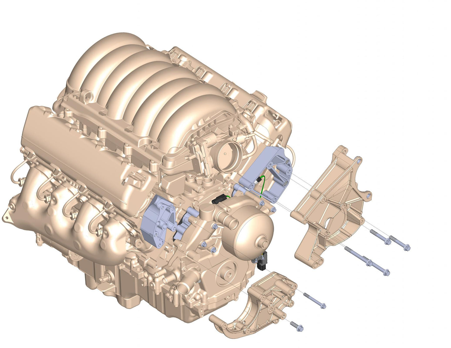 Installation Kit for GM Gen V LT Accessory Drive Installation Kit for GM Gen V LT Accessory Drive Allows Use of High Mount LS Accessory Drive Systems on LT Engine Requires the Use of an LS Water Pump and LT Truck Damper Spacing Holley-11