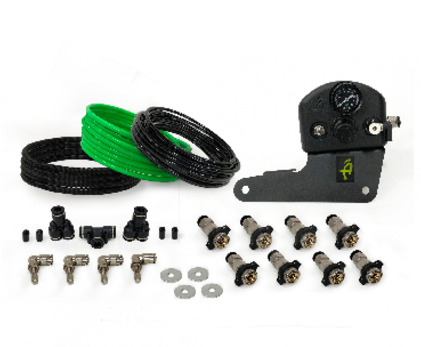 Jeep JK Tire Inflator System 4 Tire For 07-18 Wrangler JK W/Engine Mount With Box, Fittings, Hoses and Storage Bag Black Up Down Air-4