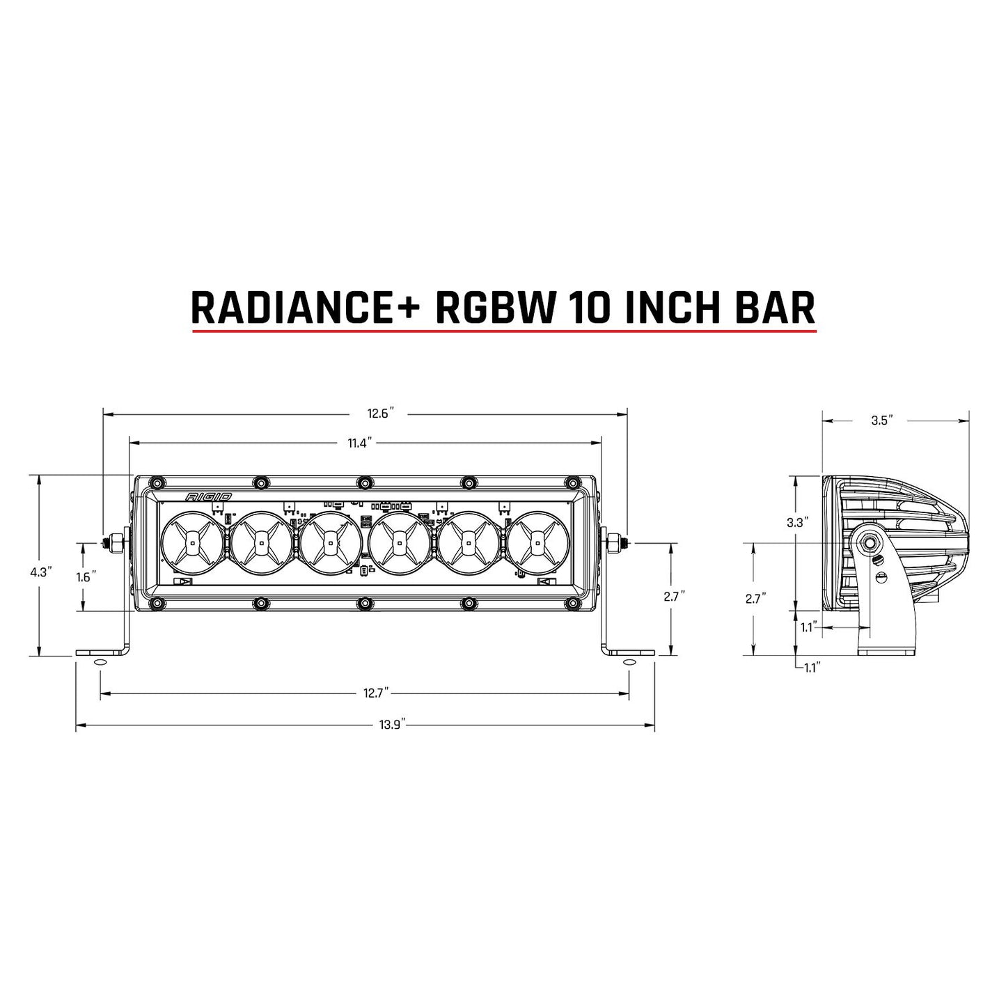 Radiance Plus 10 Inch RGBW Light Bar Rigid Industries-2