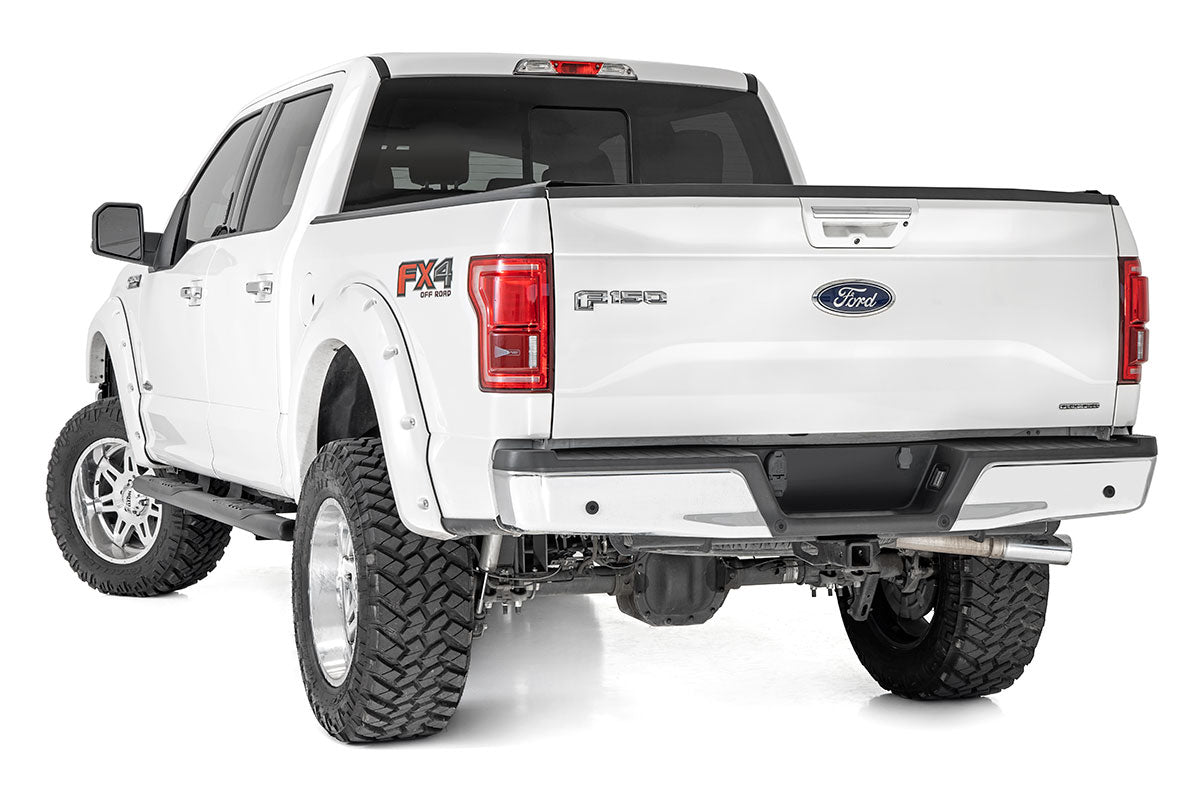 Rough Country Ford Oval Nerf Step Bars 15-Up F-150 SuperCrew Cab Rough Country