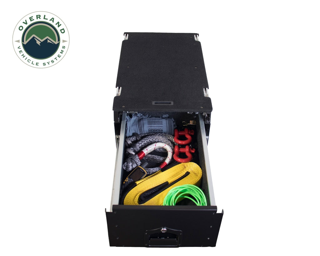 Overland Vehicle Systems Camping Cargo Box With Slide Out Drawer & Working Station Overland Vehicle Systems