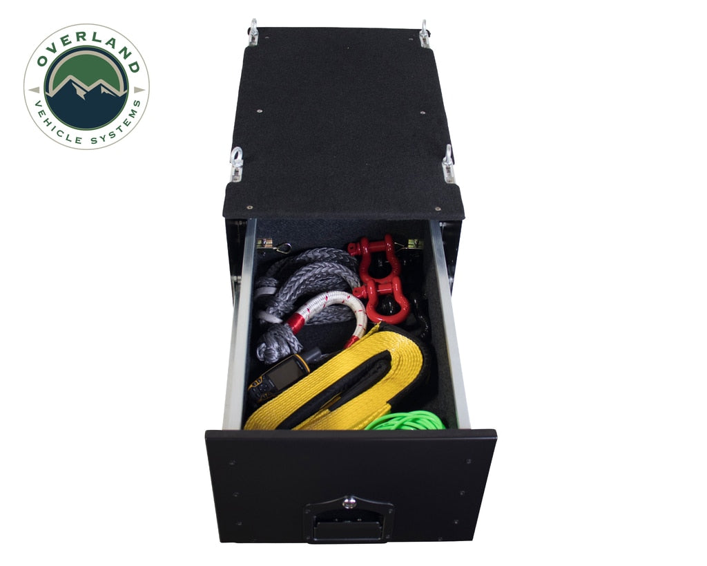 Overland Vehicle Systems Camping Storage Box Cargo Box With Slide Out Drawer Overland Vehicle Systems