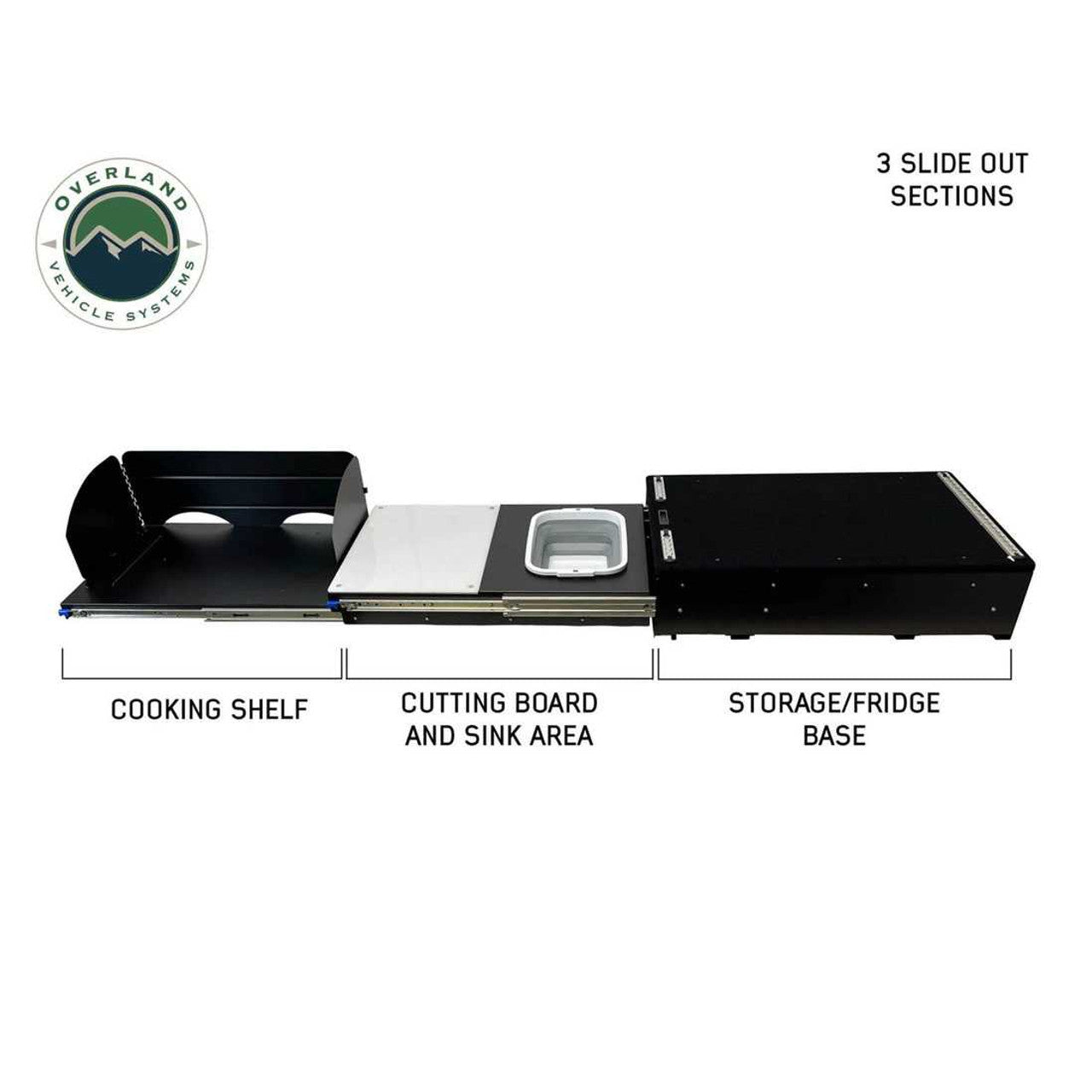 Overland Vehicle Systems Cargo Box Kitchen With Slide Out Sink, Cooking Shelve and Slide Out Work Station Overland Vehicle Systems