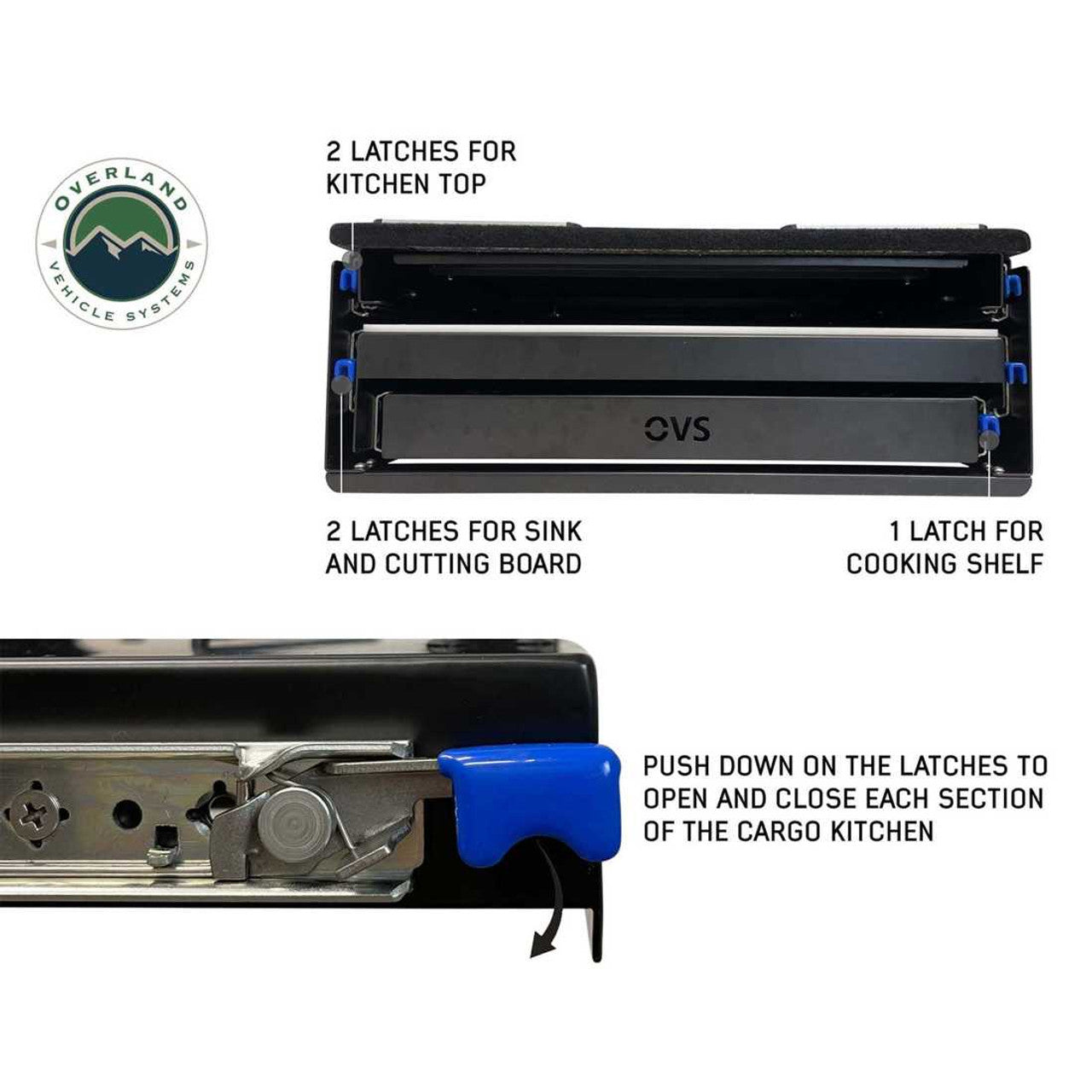 Overland Vehicle Systems Cargo Box Kitchen With Slide Out Sink, Cooking Shelve and Slide Out Work Station Overland Vehicle Systems