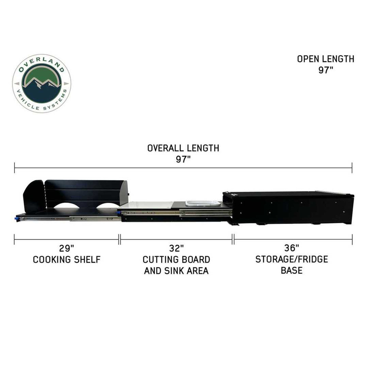 Overland Vehicle Systems Cargo Box Kitchen With Slide Out Sink, Cooking Shelve and Slide Out Work Station Overland Vehicle Systems