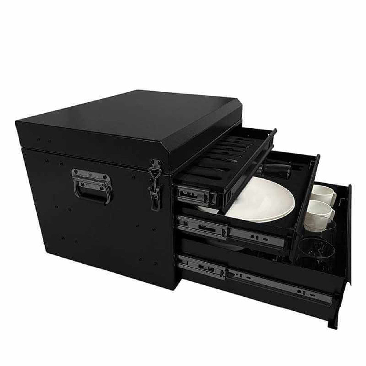 Overland Vehicle Systems Kitchen Kit - 39 Piece Utensil, Aluminum Storage Box With Custom Cut Foam Overland Vehicle Systems