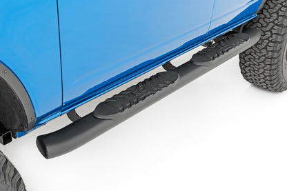 Oval Nerf Step 4-Door Black Ford Bronco 4WD (2021-2025) Rough Country-1